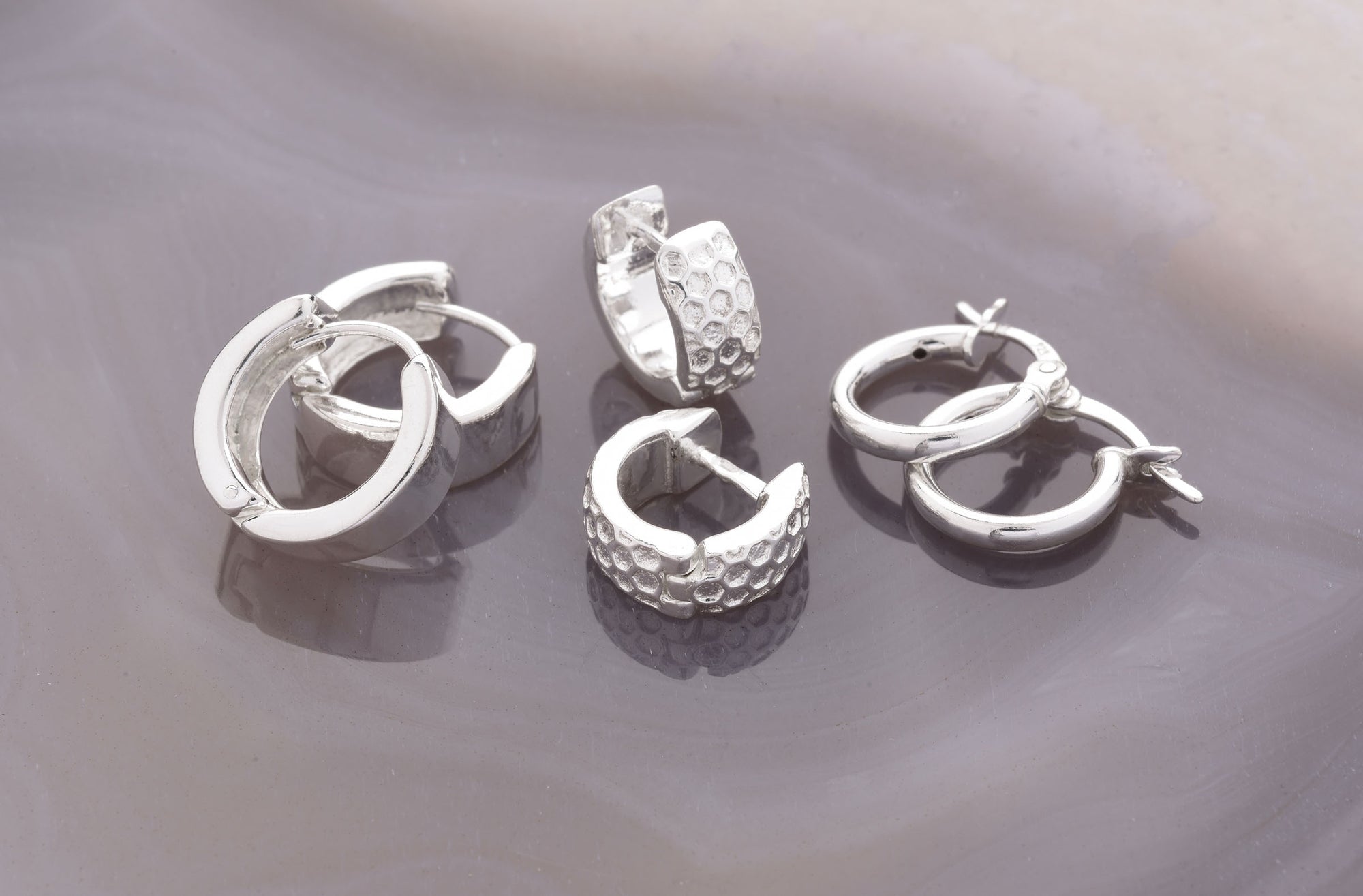 Hoop earrings in sterling silver and gold vermeil