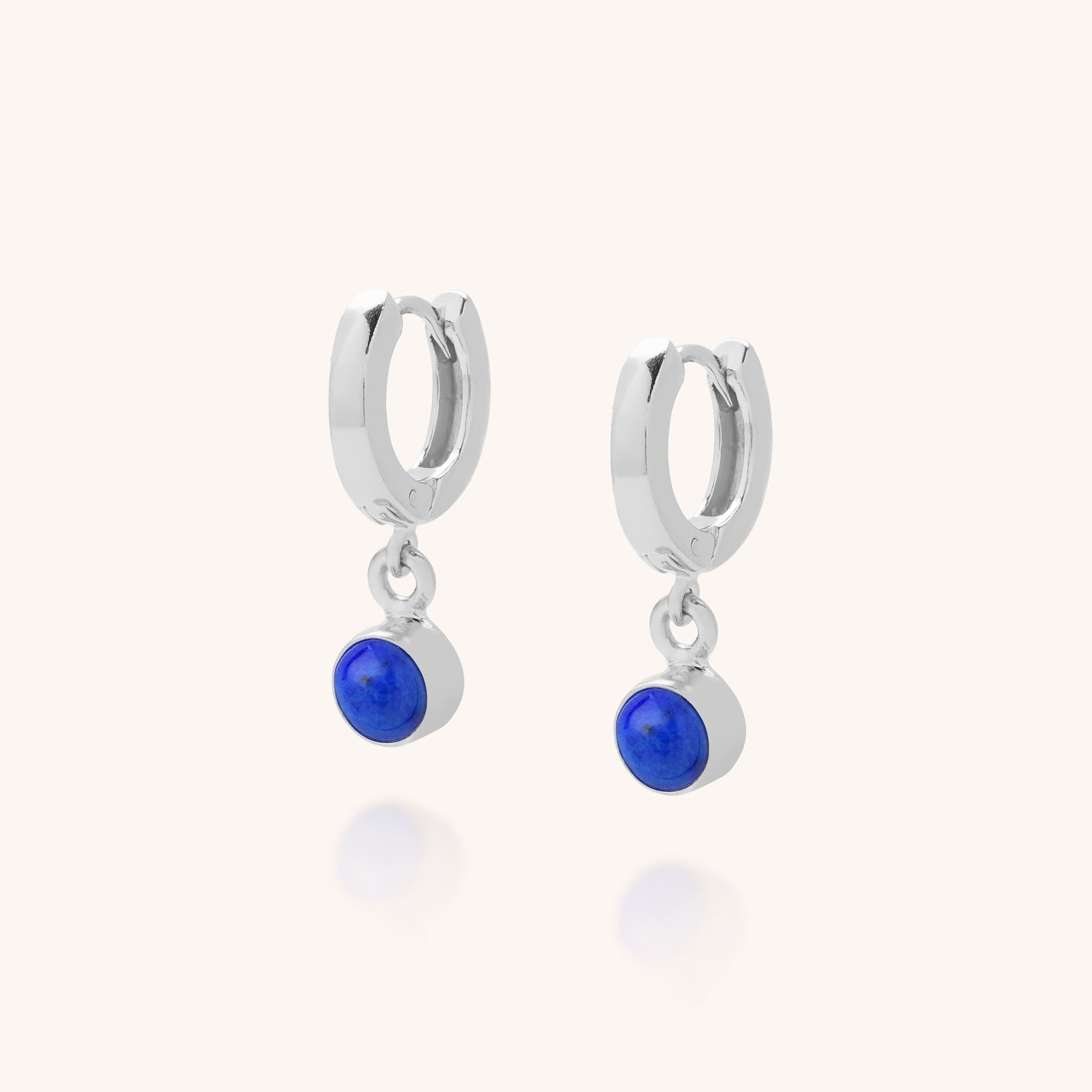 Lapis birthstone ear hoops in silver