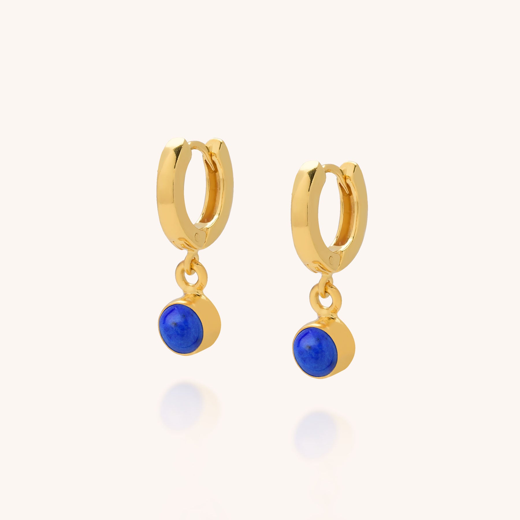 Lapis birthstone ear hoops in gold