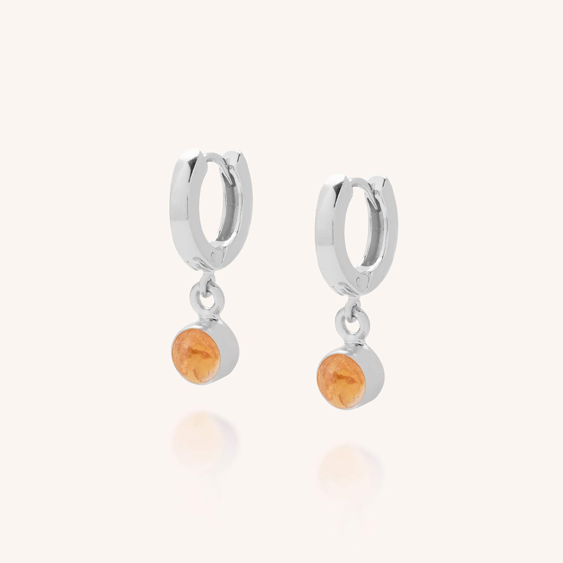 Citrine november birthstone ear hoops in silver