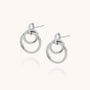 Double Hoop Ear Drop earrings feature two interlocking sterling silver hoops on each earring, shown against a plain light background.