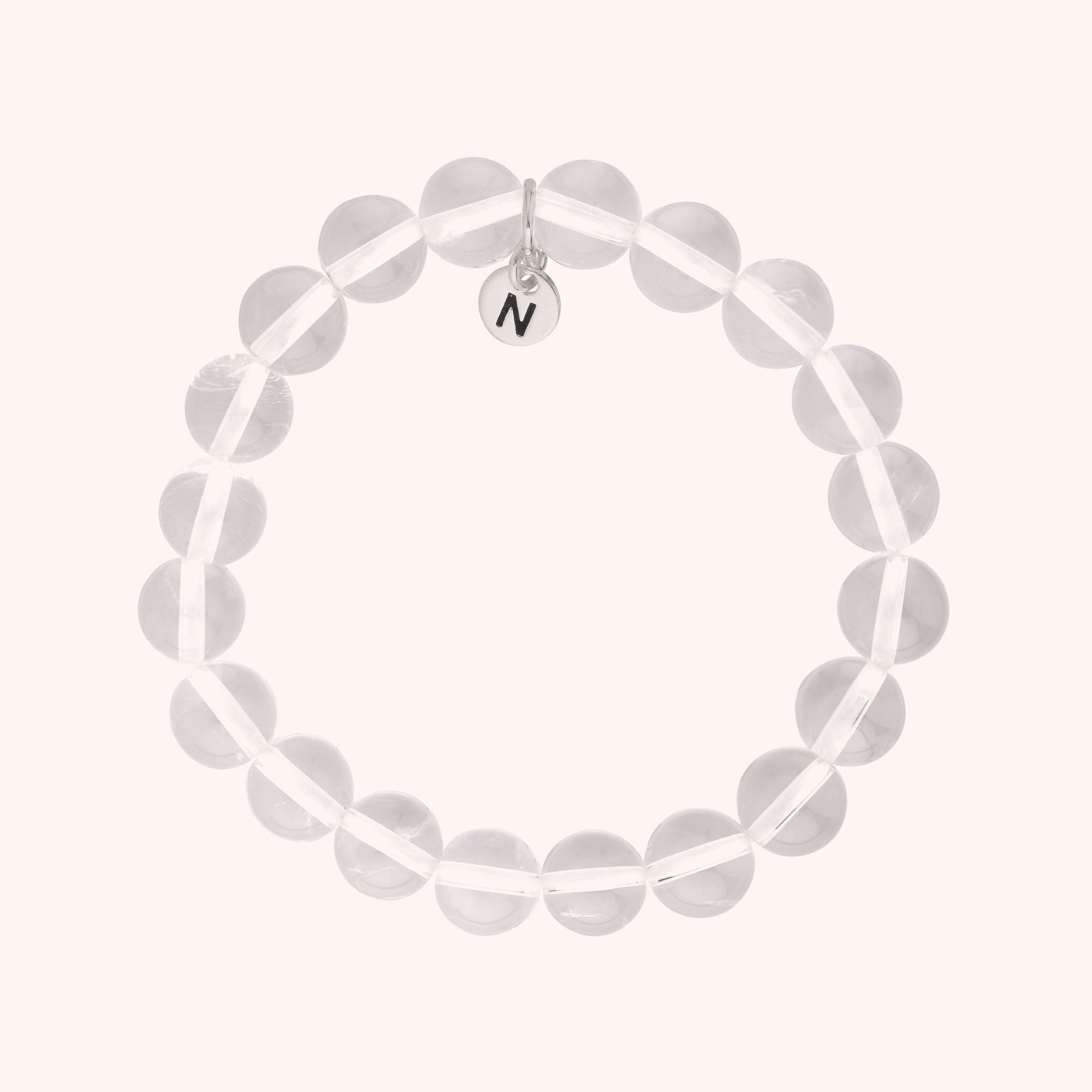 Nellou rock crystal quartz gemstone bead bracelet, mens jewellery, unisex, womens, stacking bracelet