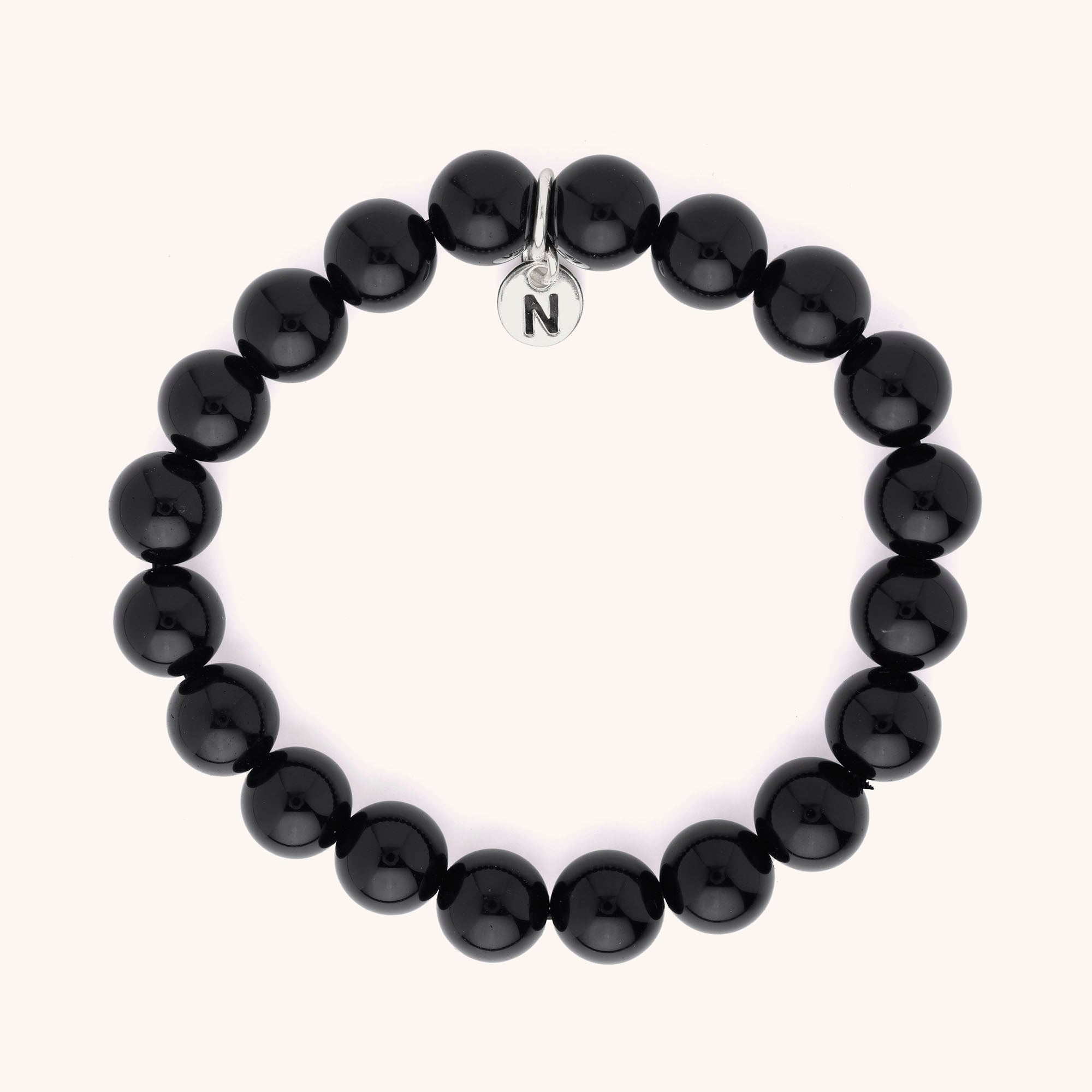 Nellou black obsidian gemstone bead bracelet, mens jewellery, unisex, womens, stacking bracelet
