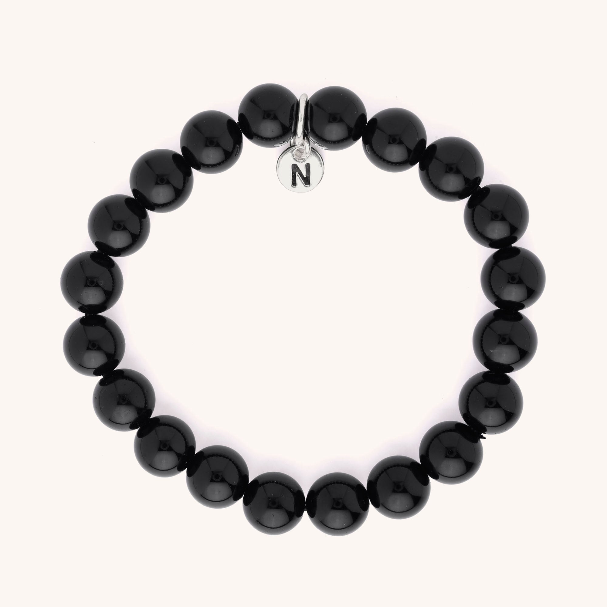 Nellou black obsidian gemstone bead bracelet, mens jewellery, unisex, womens, stacking bracelet 