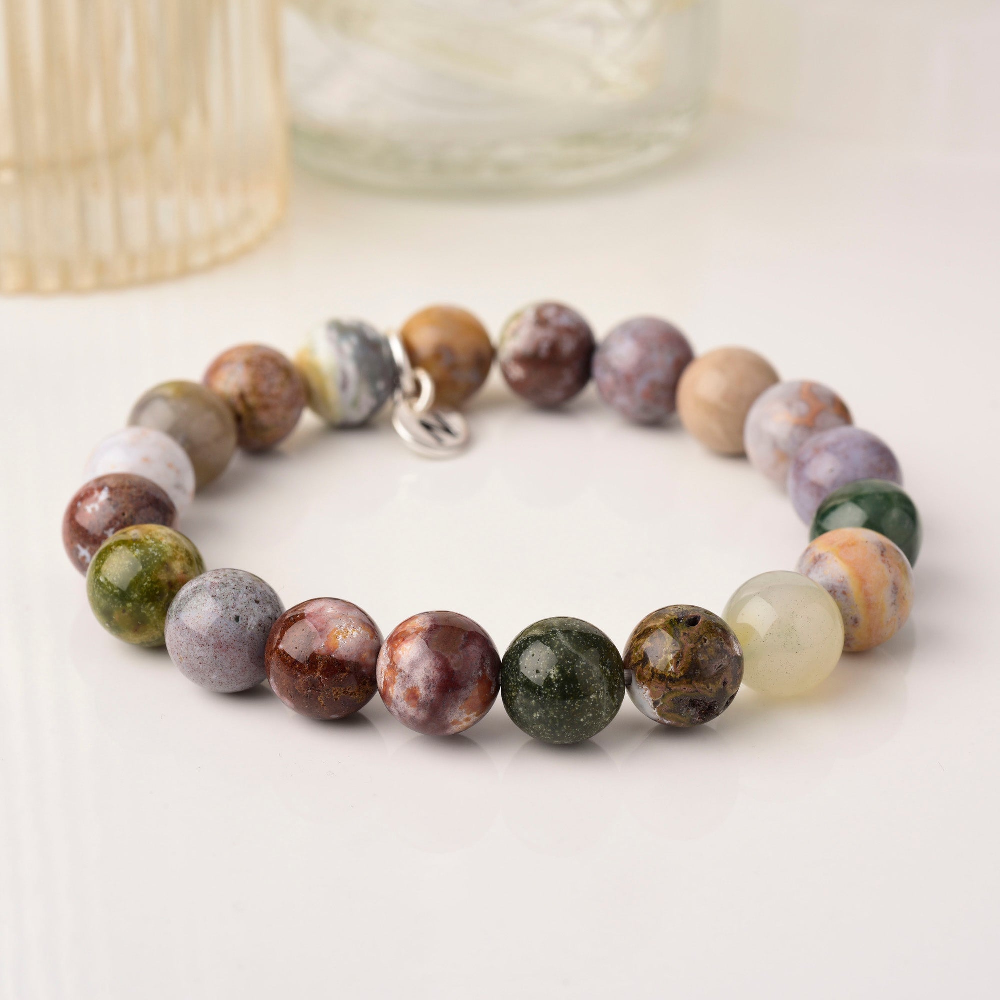 Ocean jasper bracelet with natural gemstone beads