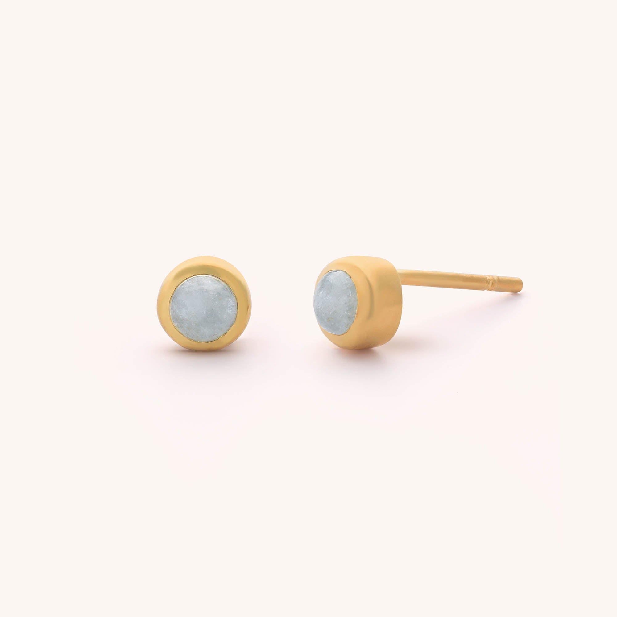 Gem Dot Birthstone Stud Earrings - (March)