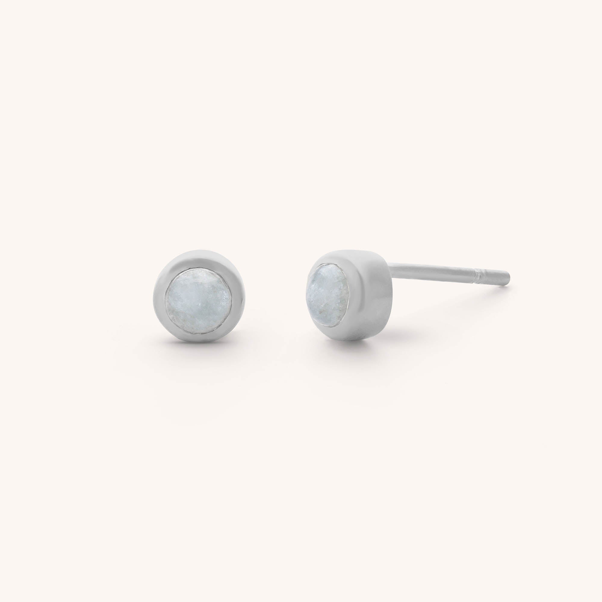 Gem Dot Birthstone Stud Earrings - (March)