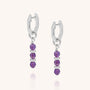 Pair of silver earhoops with amethyst February birthstone
