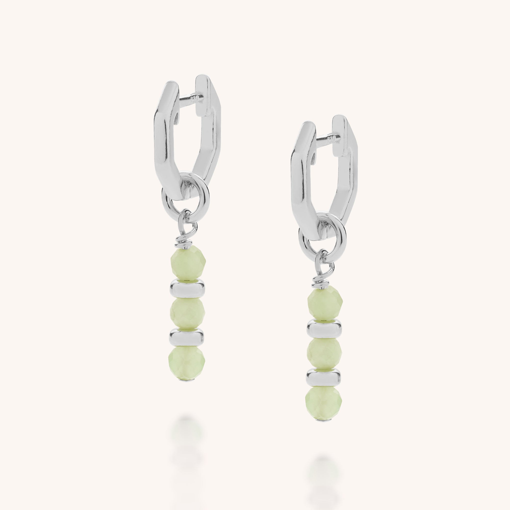 May birthstone jewellery ear hoops in sterling silver