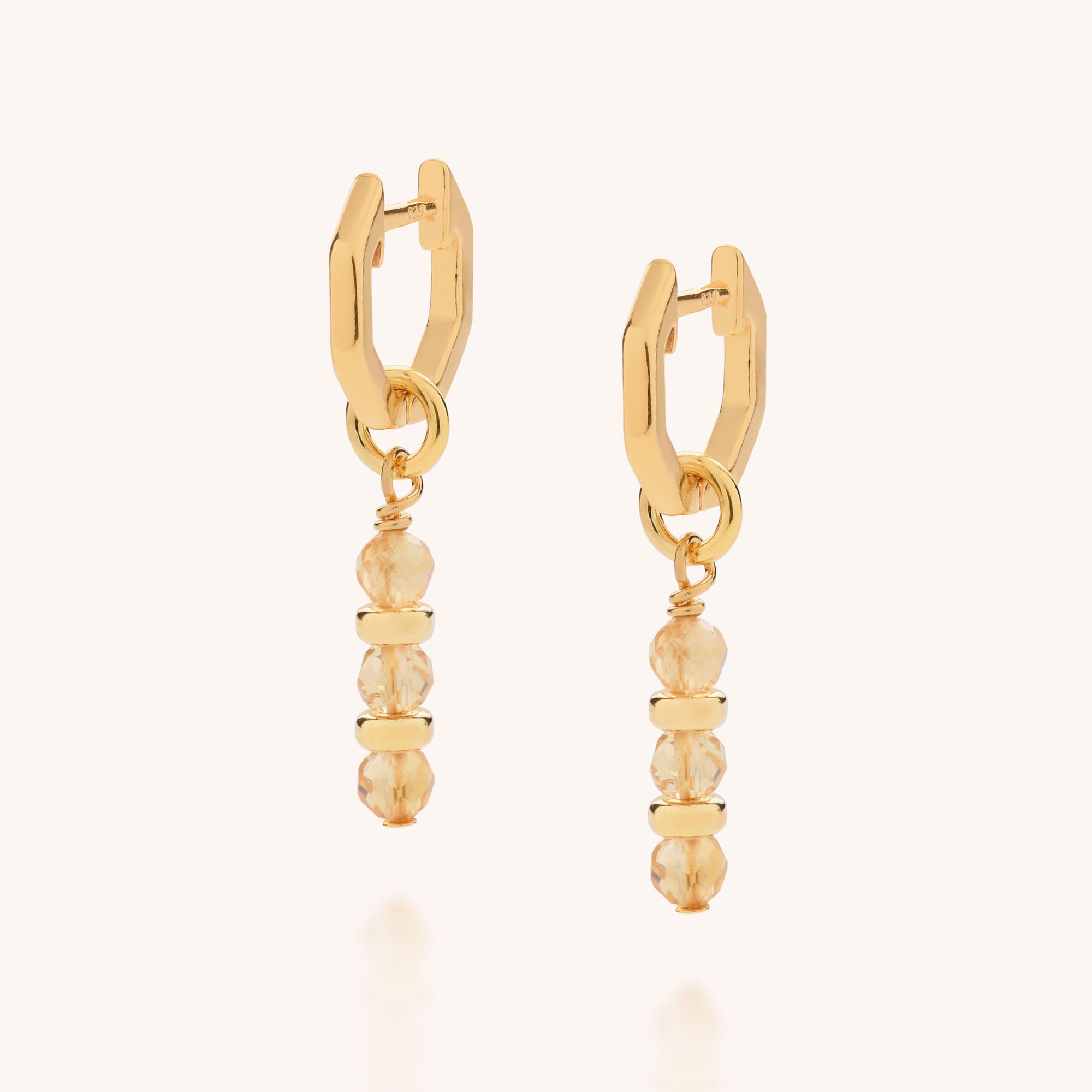 Citrine birthstone ear hoops in gold product image
