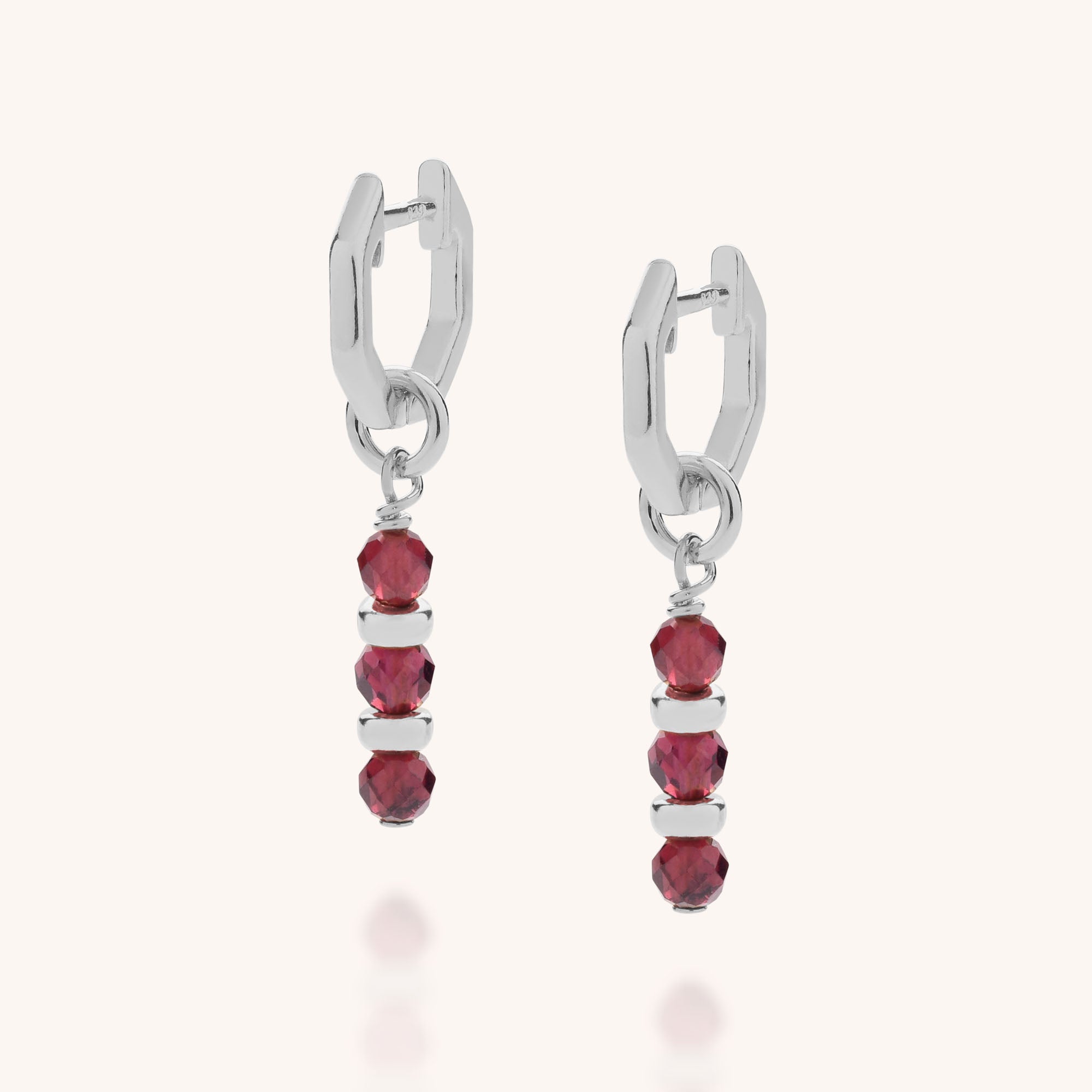 birthstone earrings january on silver earhoops