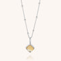 The Diamond Birthstone Necklace November features a delicate silver chain with spaced beads and a square citrine gem pendant set in silver, displayed on a light background—the perfect November birthstone piece.