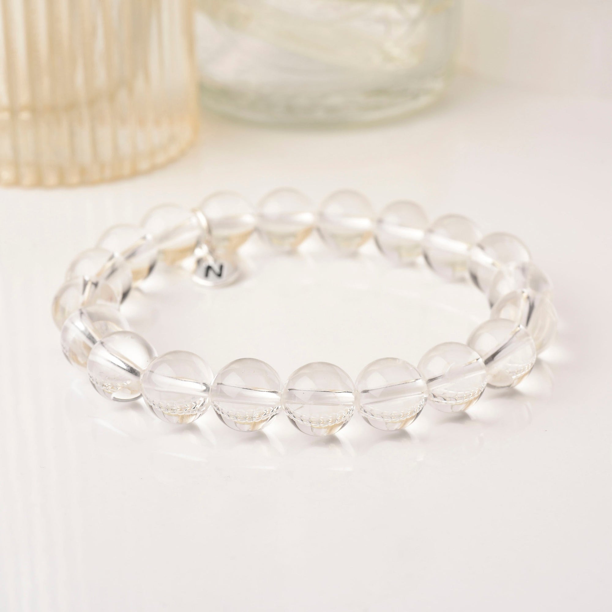 Crystal Bracelet next to a vase