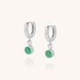 May birthstone chrysoprase ear hoops in silver