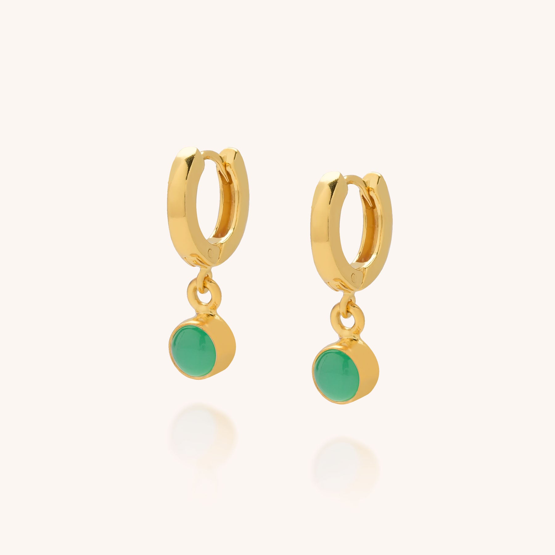 May birthstone chrysoprase ear hoops in gold