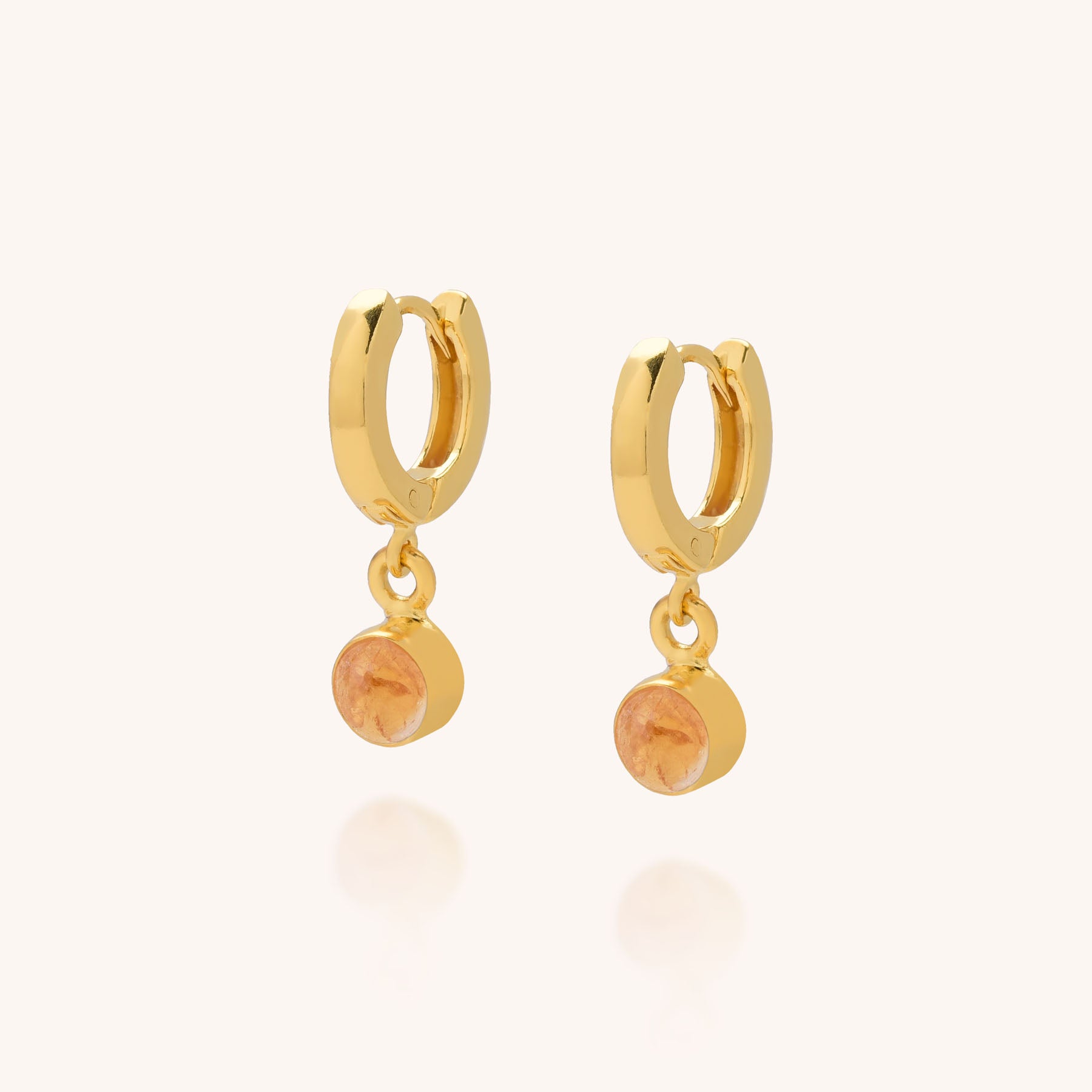 Citrine november birthstone ear hoops in gold