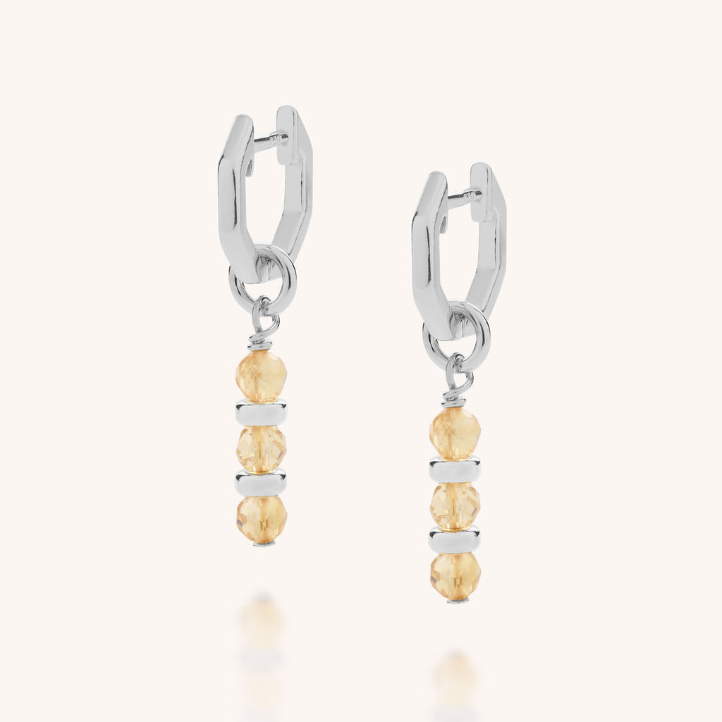 Citrine birthstone ear hoops in silver product image