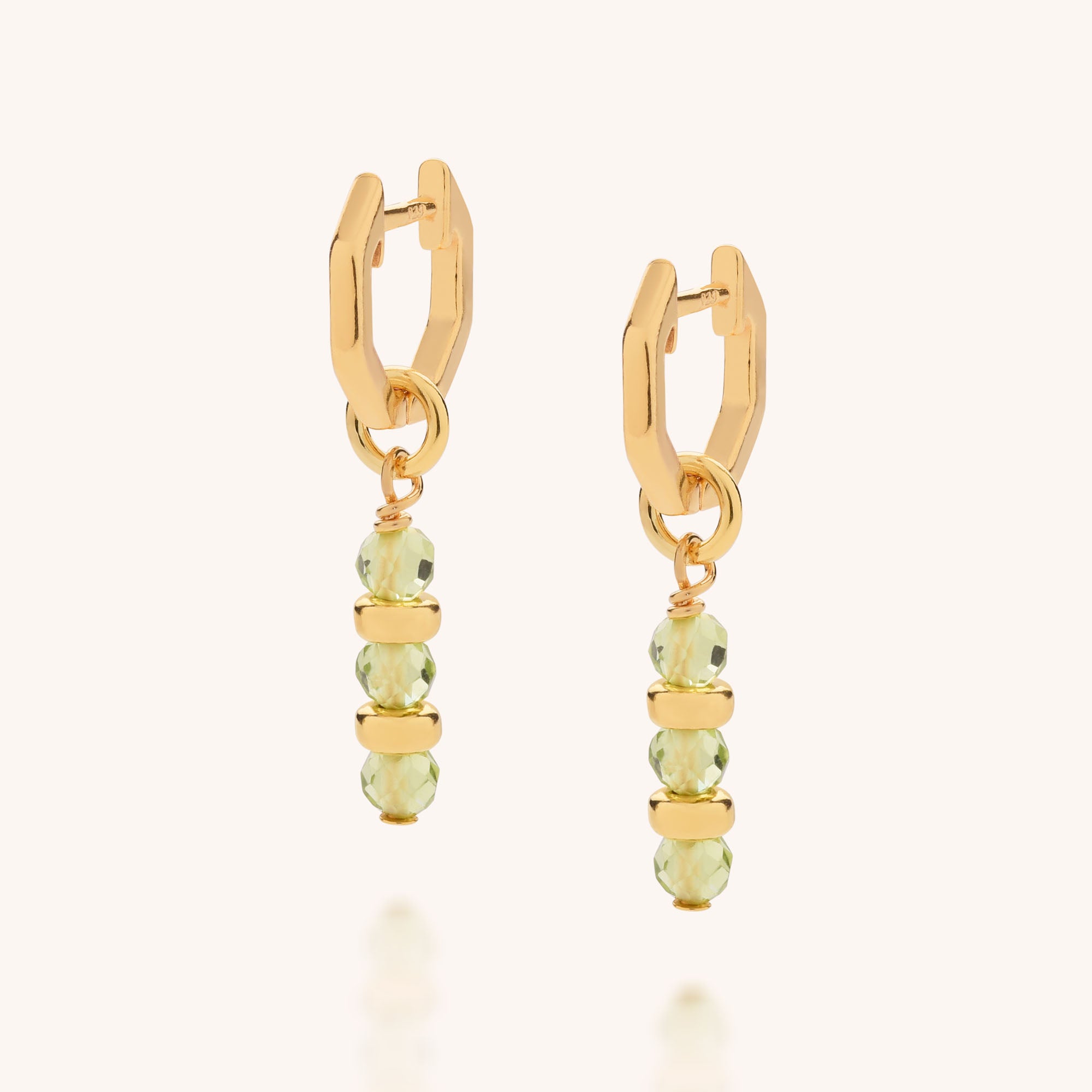 Peridot birthstone jewels ear hoops in gold product image