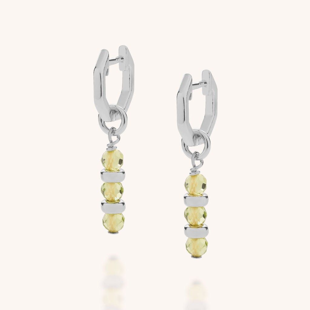 Peridot birthstone jewels ear hoops in silver product image